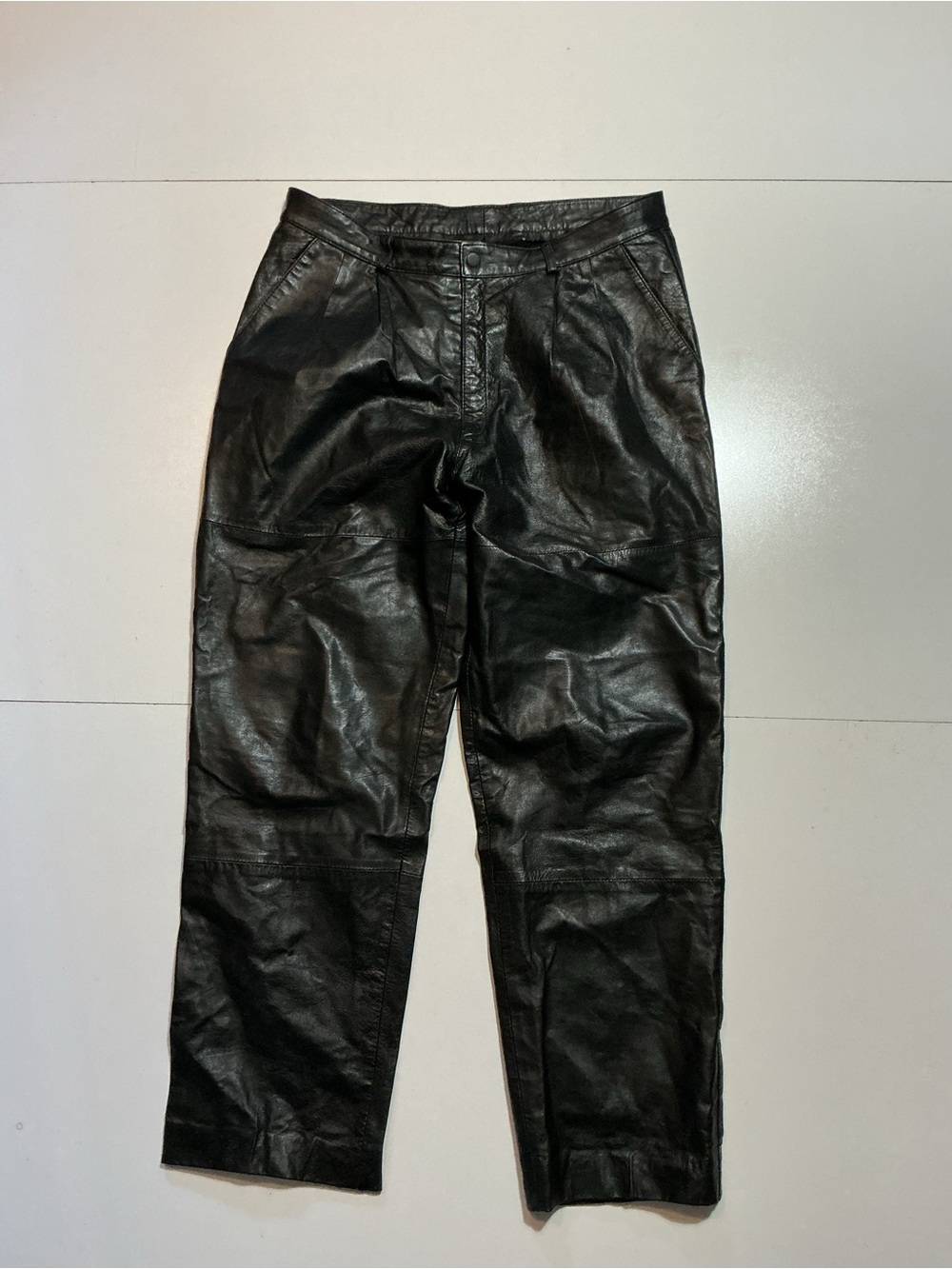 Vintage 90s Vilanto New York Black Leather Motorcycle Grunge Biker Pants